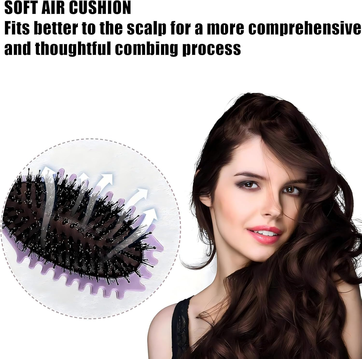 Curl Defining Brush, Hair Brush for Combing and Shaping Men'S and Women'S Curls to Reduce Pulling, Boar Bristle Styling Brush, Effortlessly Defined Curls, Waves & Coils, Reduces Frizz (Purple) - Purple image number 4
