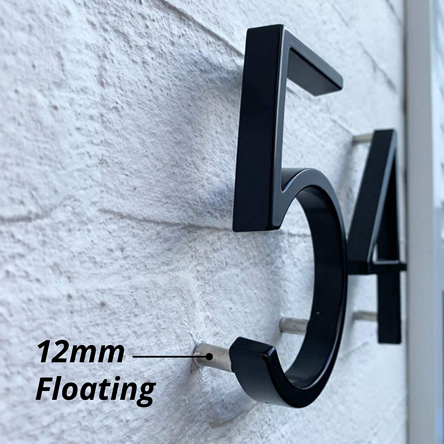 HASWARE Floating House Number Sign 5 Inch (12 Cm) Modern Door Numbers Signage Plaque Street Home Address Numerals (Upgraded Black, 2) image number 3
