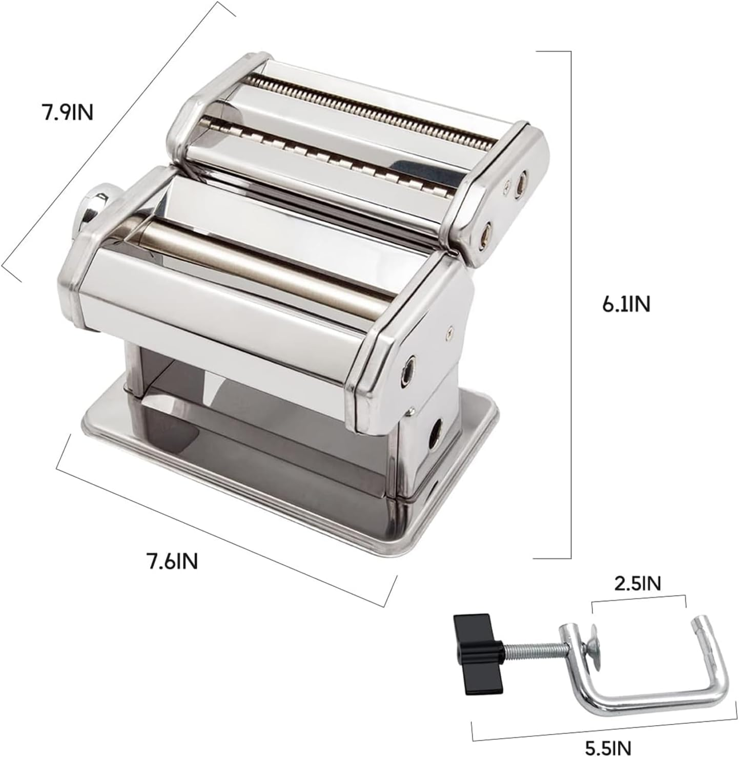 Master FENG Pasta & Ravioli Maker, Set of 6 Piece 150Mm Steel Noodle Maker Machine with 9 Adjustable Thickness Settings, Includes Ravioli Maker Attachment, Pasta Drying Rack image number 1