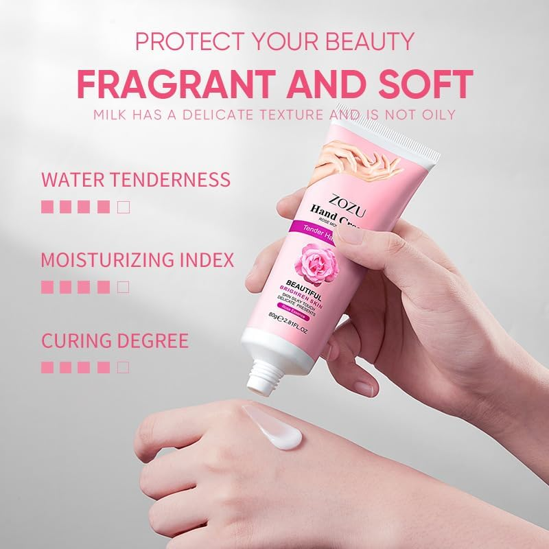 Rose Hand Creamcan Moisturize Dry Skin, Fruit Essence Hand Cream Can Moisturize Hand Skin,Hand Cream. (Rose Hand Cream 80G) image number 3