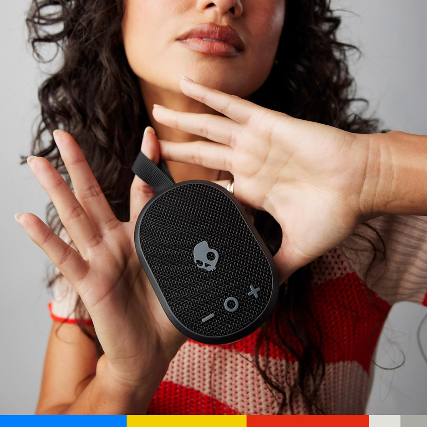 Skullcandy Ounce+ Wireless Bluetooth Speaker - IPX7 Waterproof Mini Portable Speaker with 16 Hour Battery, True Wireless Stereo, and Ballistic Nylon Carry Strap - Black image number 4