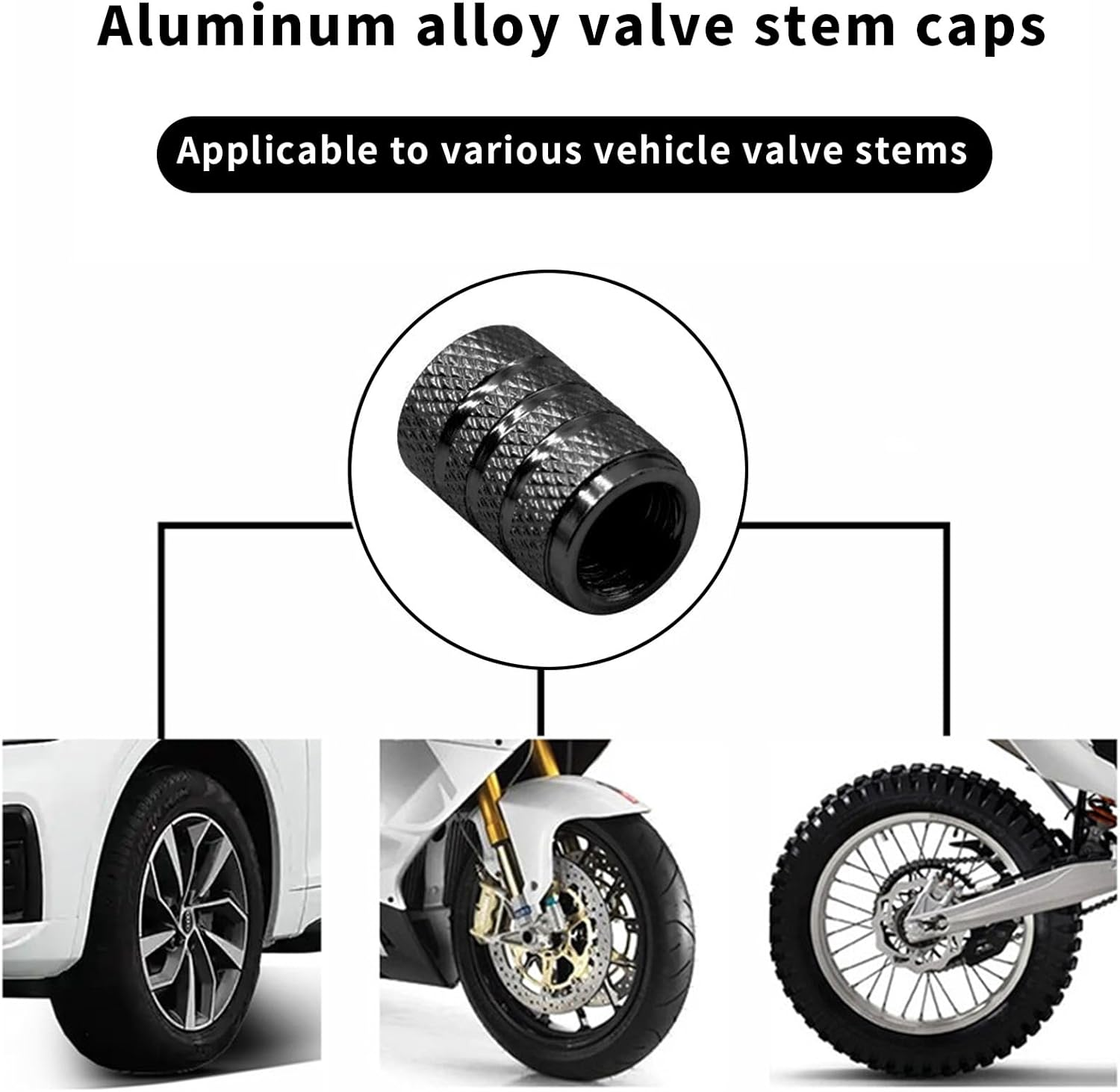 8 Pcs Tyre Valve Caps, Dust Caps for Car Tyres, Black Stem Dust Caps, Car Tire Valve Stem Caps, Aluminum Tire Valve Cap Valve Covers Replacement for Cars, Bike and Bicycle, Trucks, Motorcycles