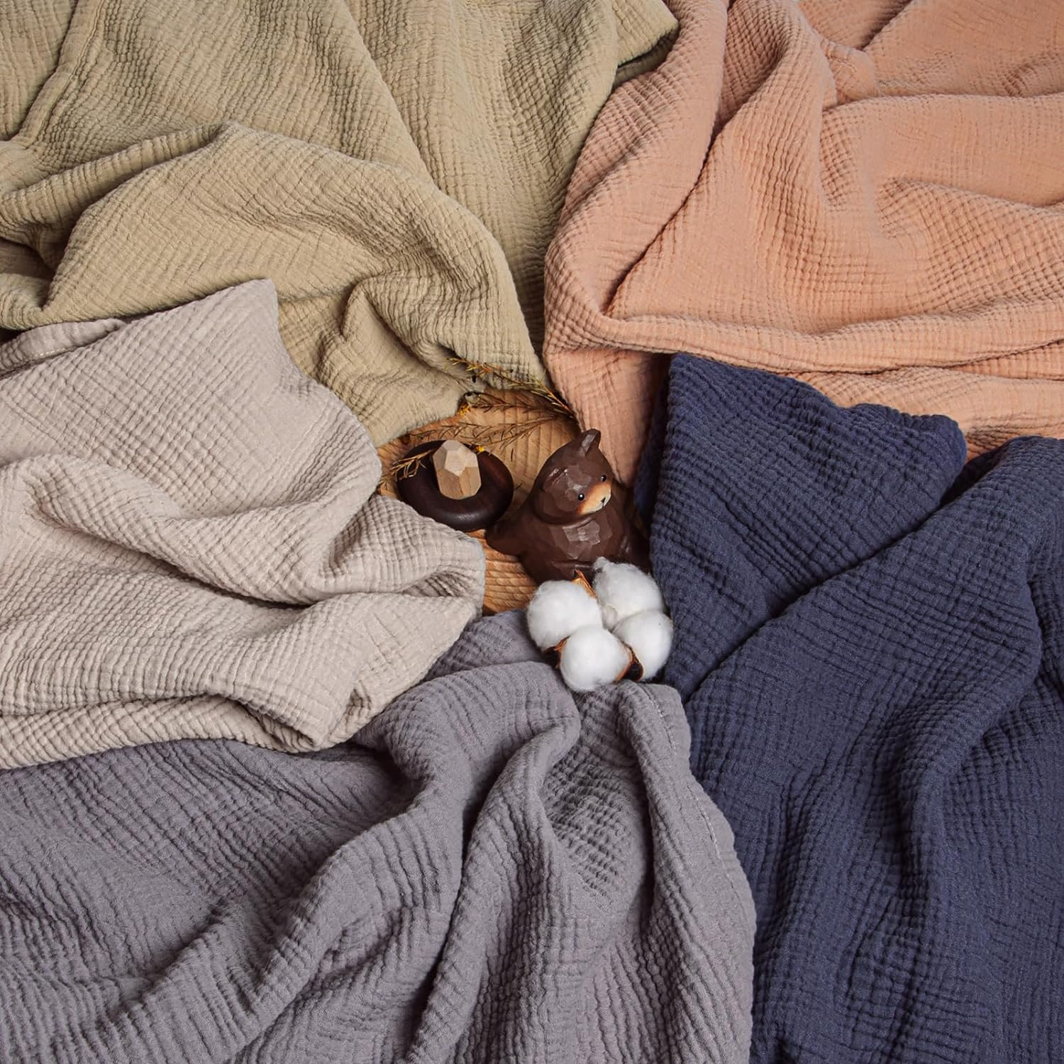 Lulu Moon Baby Blankets Muslin - Soft Cotton Crib Blanket Newborn - Toddler Quilt for Boys and Girls(Blue) - Blue image number 3