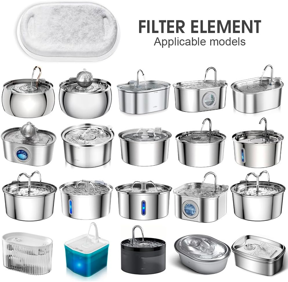 Sonicefit 40Pcs Cat Water Fountain Filters Replacement, Automatic Pet Water Dispenser Filter for Stainless Steel 108Oz/3.2L & 67Oz/2L Fountain, 9 Months Set Replacement Filters Pre-Filter Sponges image number 1