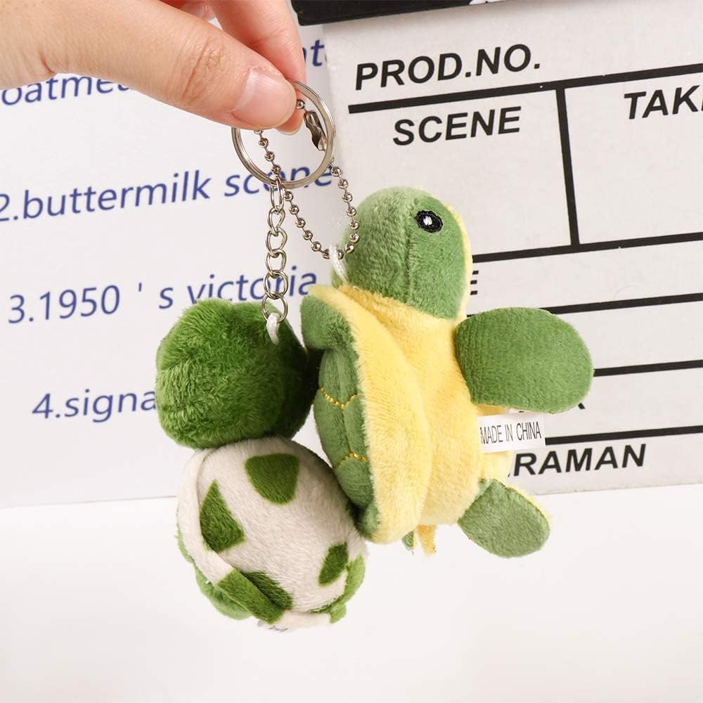 Jowxsx Green Mini Sea Creatures Turtle Doll Keychain Gift Plush Key Ring Cartoon Bag Pendant Auto Animal Keychain Decoration Plush Keychain Automobile Keychains Trim Stuffed Animals, Green