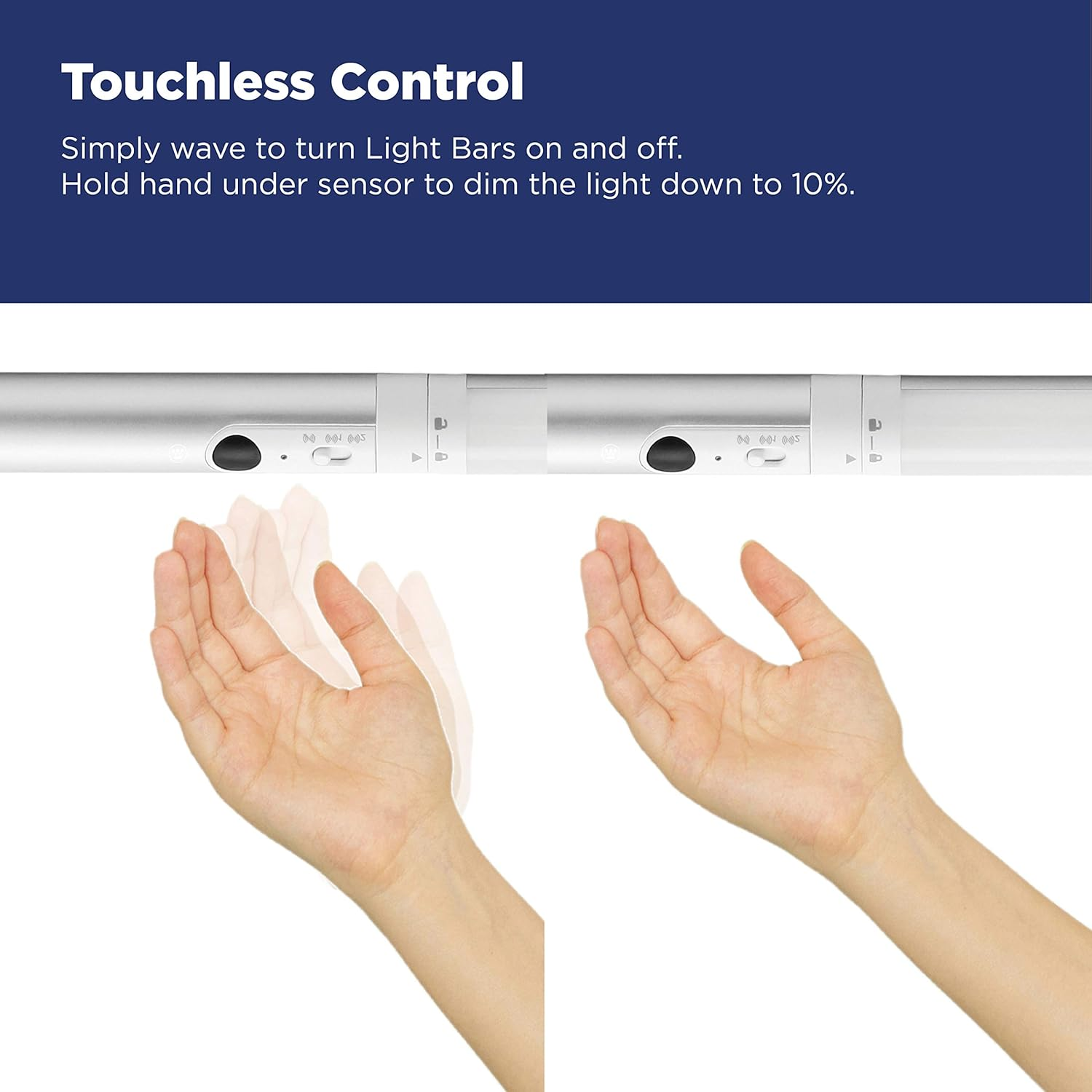 Westinghouse Rechargeable 3-Pack 17.8&rdquo; LED Wireless Wave Activated Light Bar &ndash; Ideal for under Cabinet Lighting - Touchless Activation and Dimmable &ndash; Link up to 10 Light Bars - Installs in Minutes