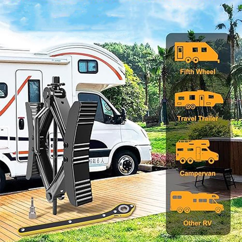 MTSDM Wheel Chock Stabilizer, Camper RV Wheel Chock Stabilizer, Travel Trailers Heavy Duty X Chocks Fits, Heavy Duty Truck RV Tire Scissor Locking X Chock, Anti-Move Tire Wheel Chock image number 2
