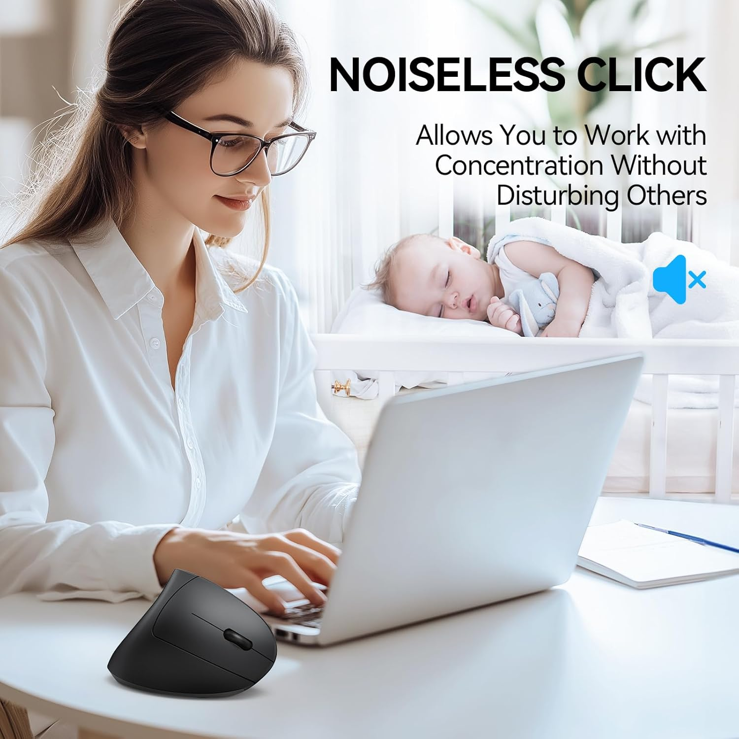 TECKNET Ergonomic Mouse, Wireless Bluetooth Vertical Mouse, 4800 DPI Optical Tracking, 6 Adjustable DPI, Quiet Clicks, 2.4Ghz with USB a Receiver, 6 Buttons, Wide Compatibility image number 6