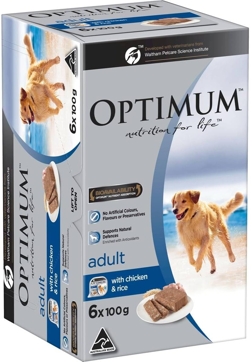 Optimum Adult Wet Dog Food with Chicken and Rice Trays 100 G (Pack of 6) image number 1