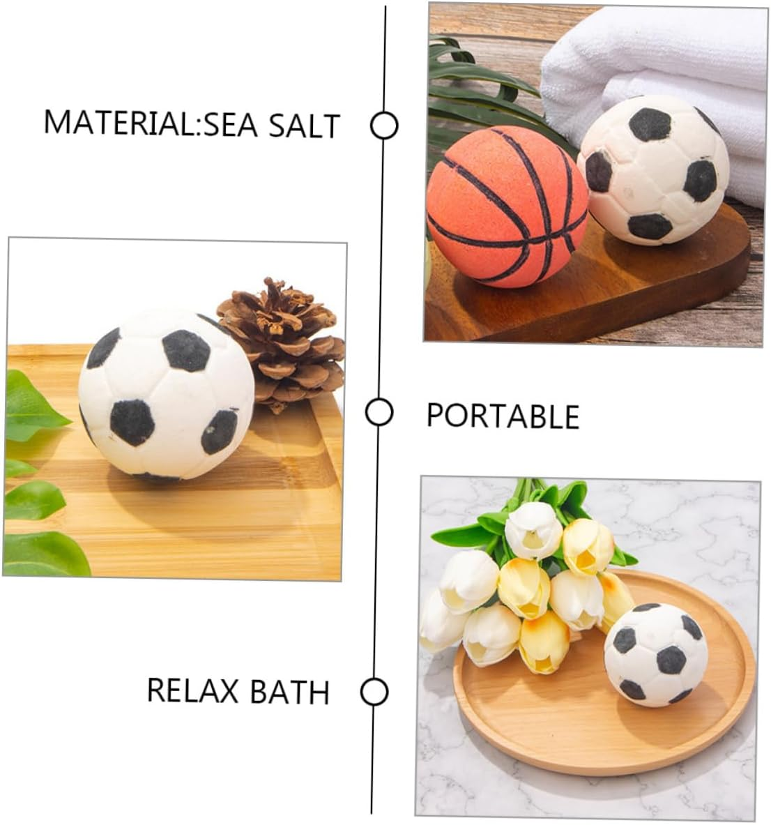UTHCLO 2Pcs Cute Football Shape Bath Salt Bubble Making Bath Relaxing Bathing Portable and Salt Material All Ages image number 3