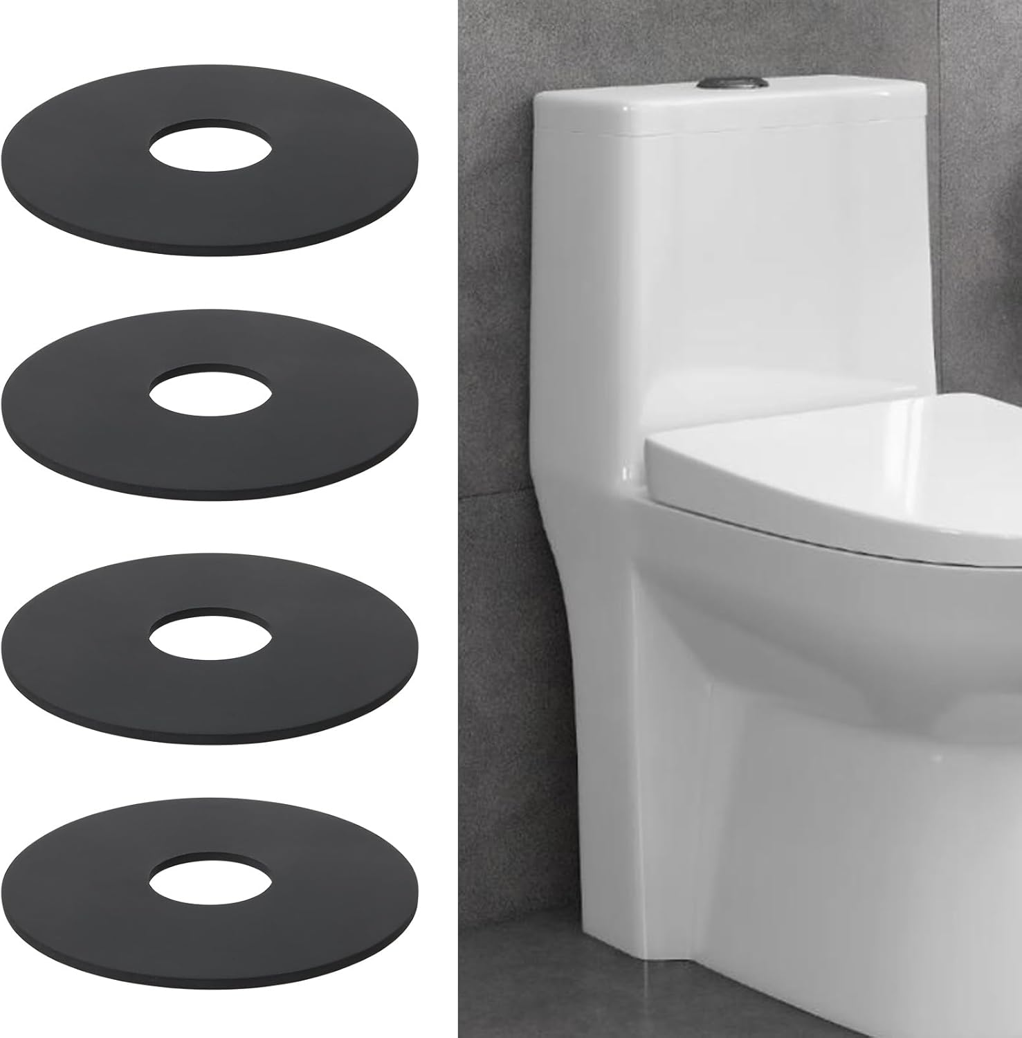 Ecsing 4Pcs Water Tank Sealing Gasket Embedded Water Tank Sealing Rubber Ring Compatible with Ideal Standard Cistern 74X22X2Mm Black image number 5