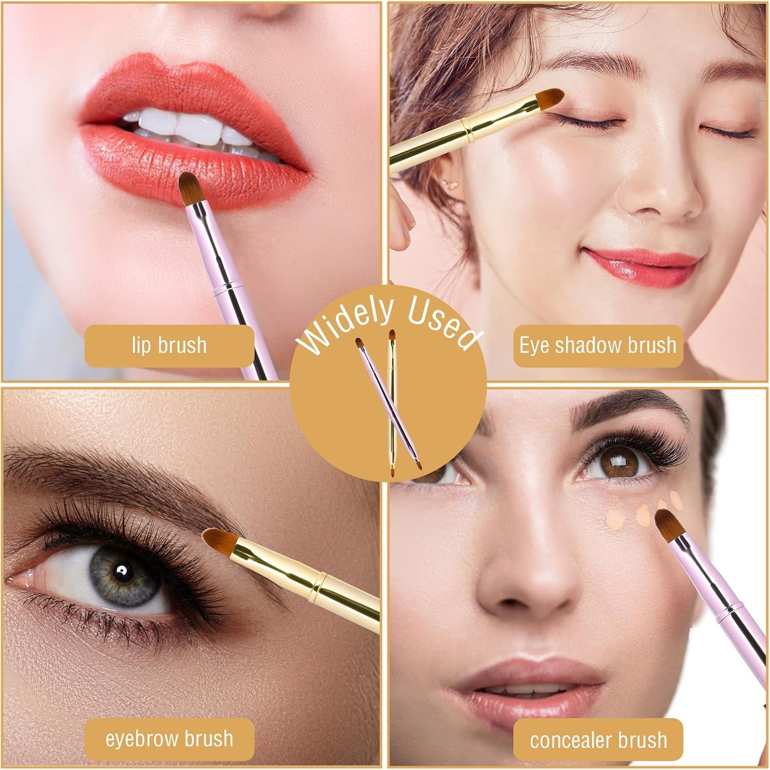 2 Pack Retractable Lip Brush with Cap, Double-Ended Lipstick and Lip Gloss Applicator Brush, Travel-Friendly Makeup Brush for Precise Application image number 3