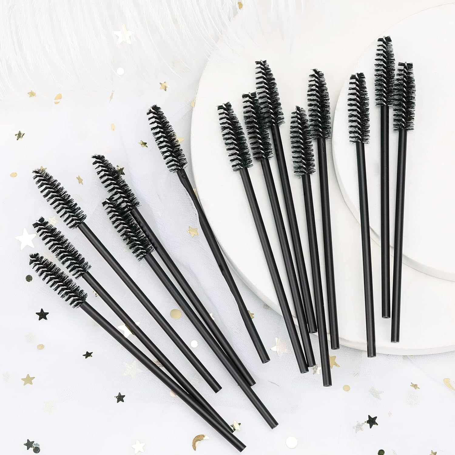 Tbestmax 500 Disposable Mascara Wands, Black Eyelash Brush Spoolies for Eyebrow Eye Lash Extension image number 2