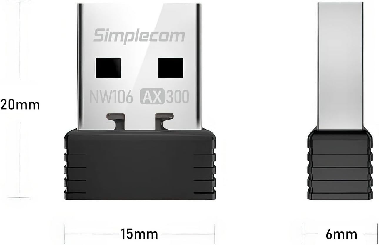 Simplecom NW106 AX300 2.4Ghz Wi-Fi 6 USB Wireless Nano Adapter image number 2