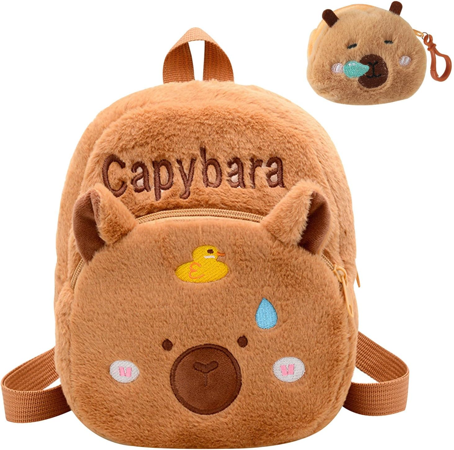 FOSDICK Capybara Backpack Nursery Cute Capybara Bag Nursery Kawaii Children'S Backpack Small Backpack Children with Change Purse Plush Nursery Backpack Children'S Backpacks for School Camping image number 3