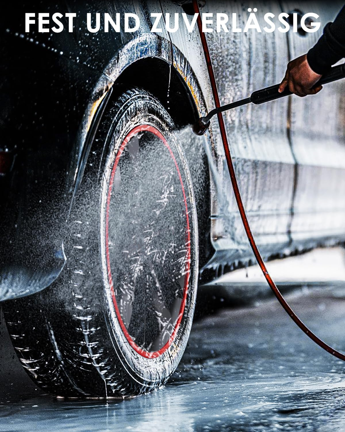 Automotive Alloy Wheel Rim Protector - Covering the Entire Rim of the Wheel Hub - Strips for Curb Rash Prevention - Set of 4 Rim Protector Easy to Install(20'',Red) image number 5