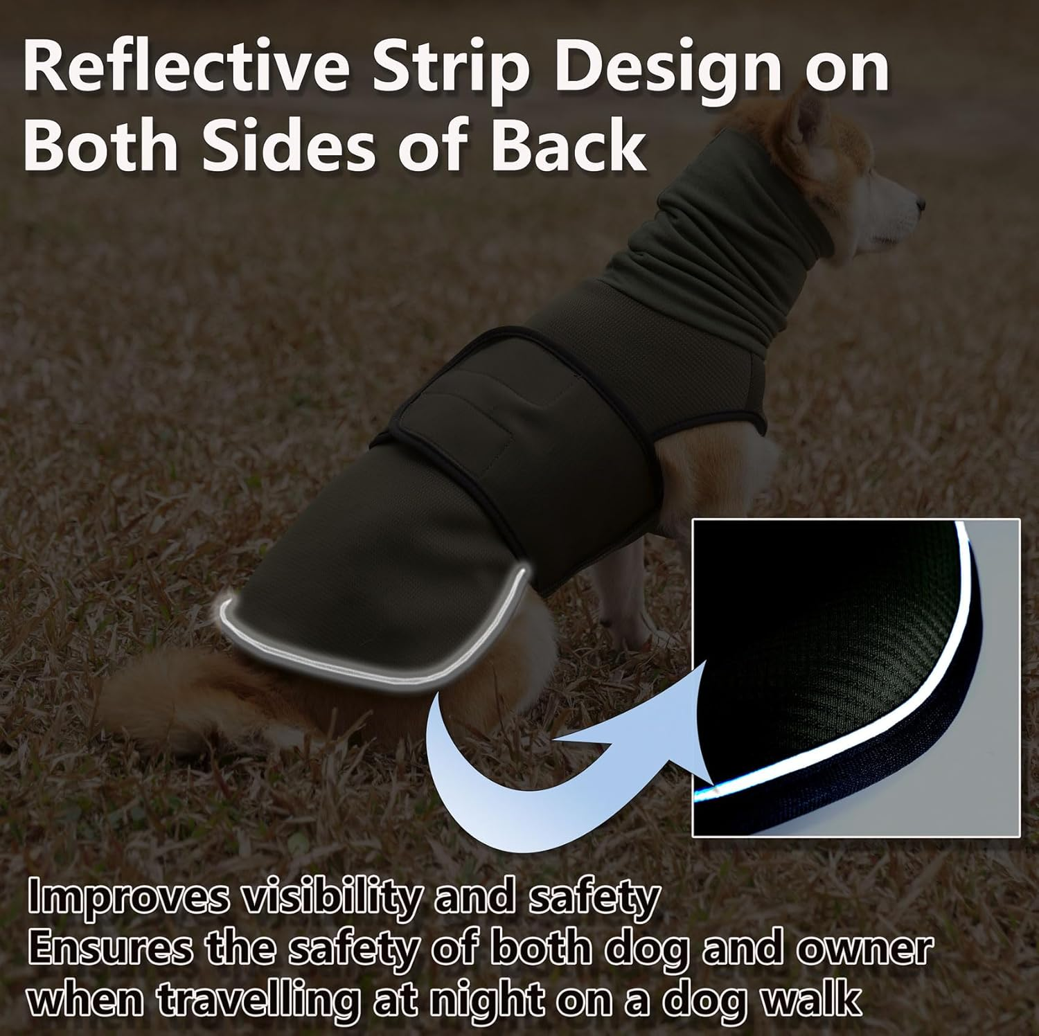 TOPSOSO Calming Vests for Dogs with Hood, Turtleneck Sweater, Calming Vest, Velcro Closure for Easy Adjustment and Reflective Stripes, Dog Coat for Anxious Dogs (Navy XS) image number 4