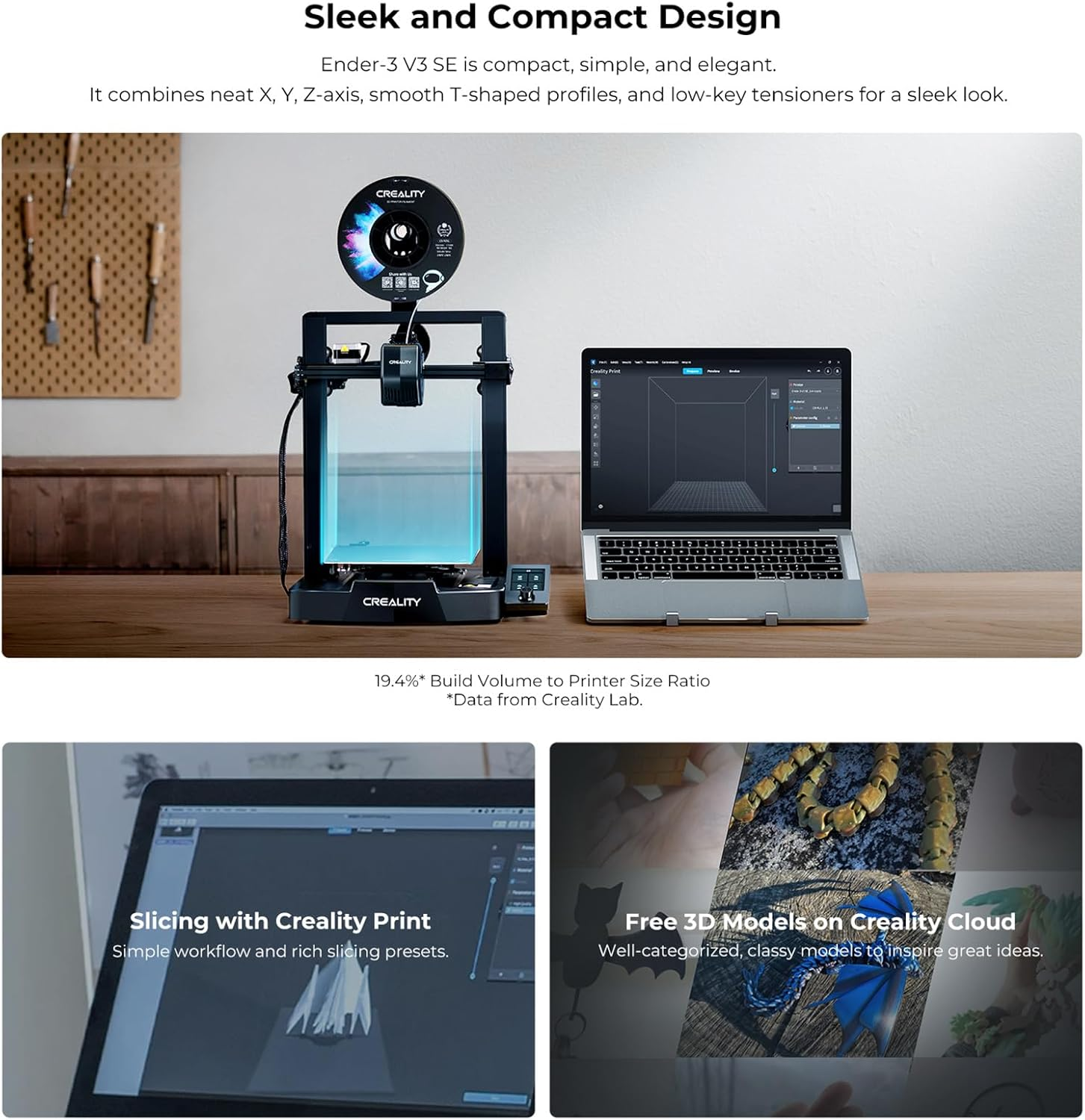 Morelian Ender-3 V3 SE 3D Printer with CR Touch Auto Leveling 220*220*250Mm Printing Size and Sprite Direct Extruder Stable Dual Z-Axis Ensuring High Print Quality with 3.2In Color Knob Screen For image number 5