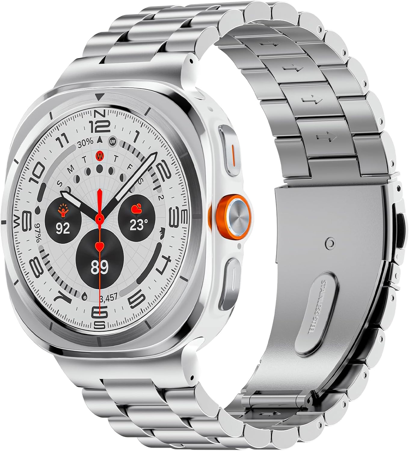 SUNDAREE Band Compatible with Samsung Galaxy Watch Ultra 2024/2025 47Mm,No Gap Men Woman Stainless Steel Metal Replacement Bracelet Smartwatch Strap for Galaxy Watch Ultra Sm-L705,Silver