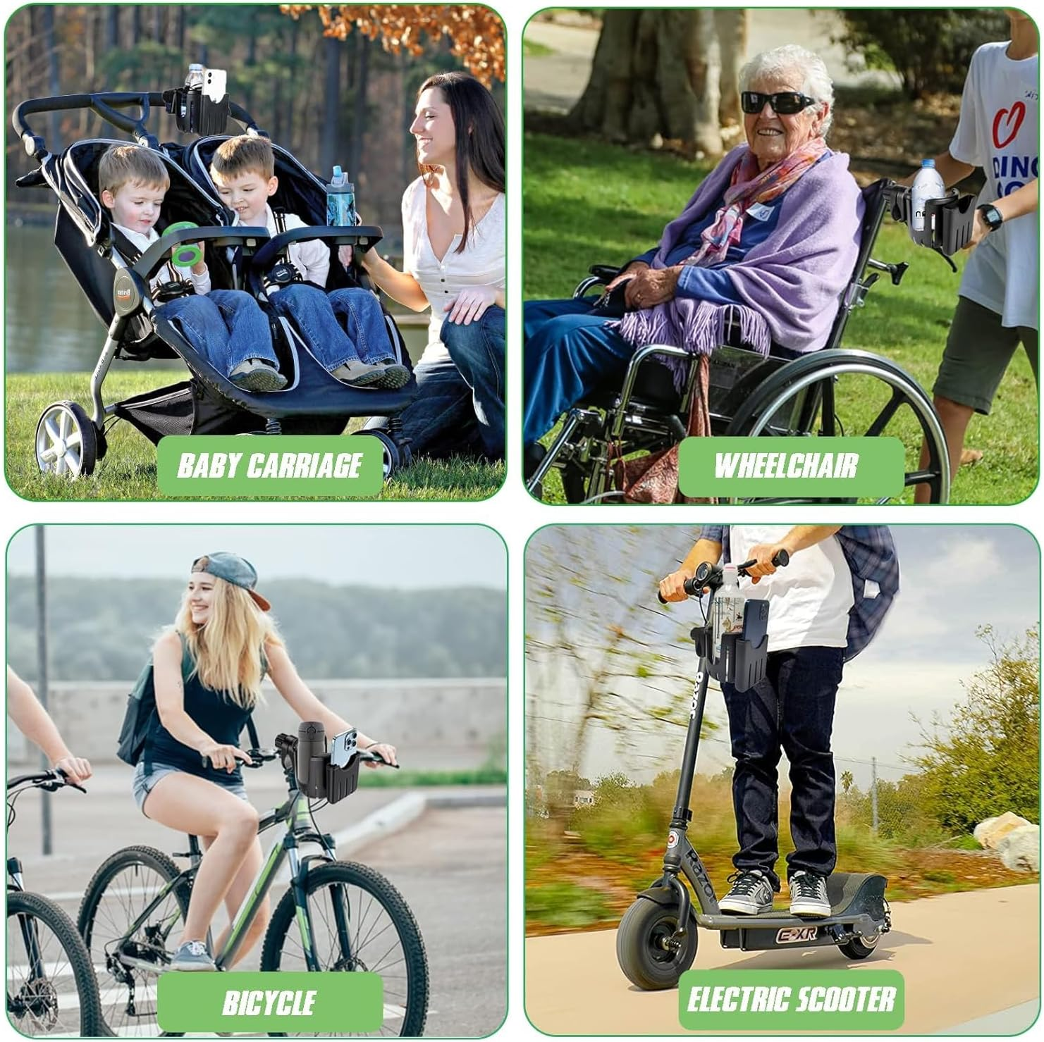 Universal Stroller Cup Holder with Phone Holder, Bike Cup Holder, 2-In-1 Cup Phone Drinks Holder Organizer for Stroller Accessories, Bicycle, Wheelchair, Walker, Scooter - Easy to Install and Remove image number 3