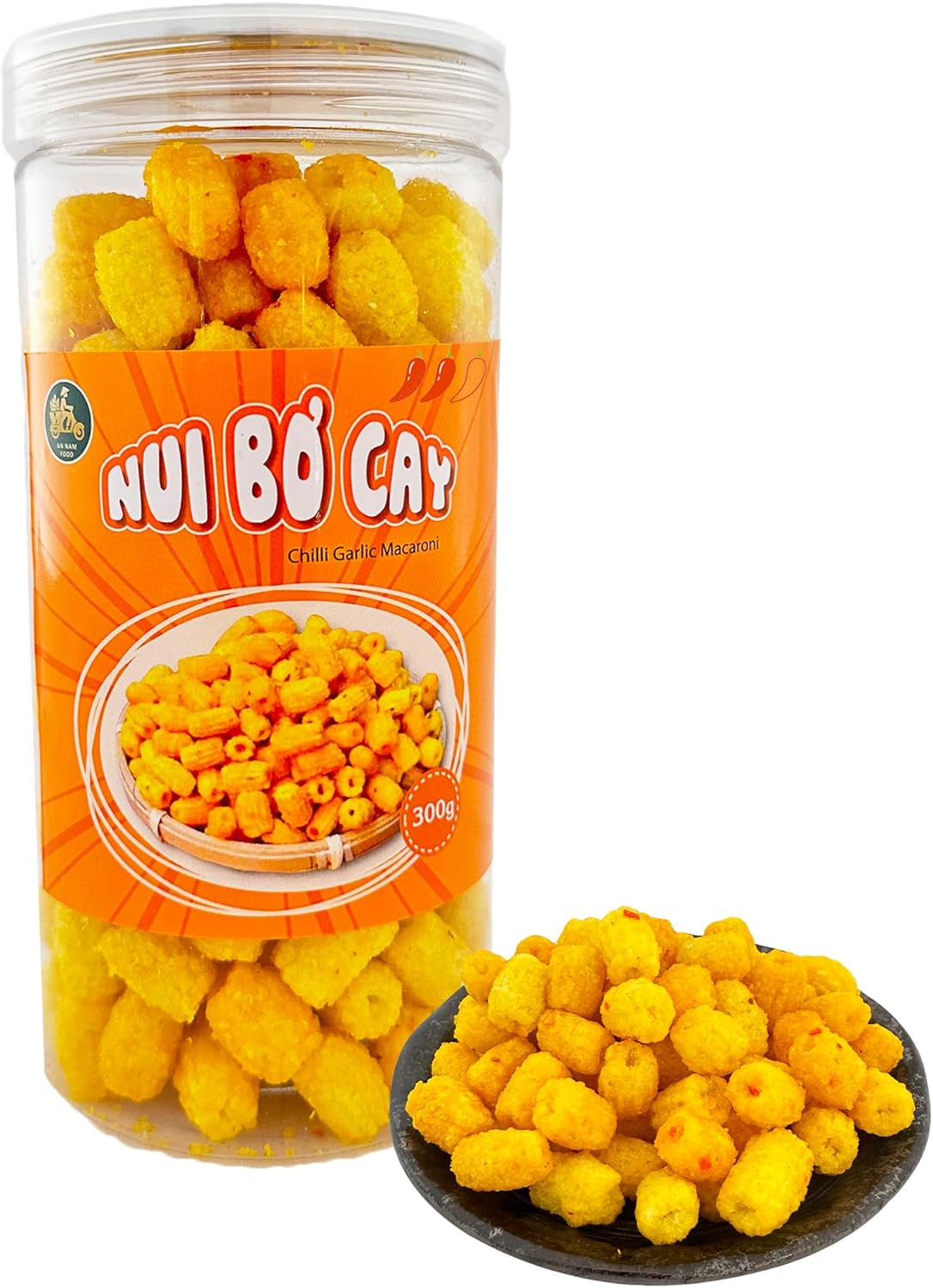 Crispy Spicy Macaroni Snack (Pack of 2) - Perfectly Balanced Chili and Garlic, Sweet and Spicy Snack, Unique Flavor, Crunchy Addictively Delicious Snack for All Occasions Perfect for Sharing, Nui Chi&ecirc;n Bơ Tỏi image number 5