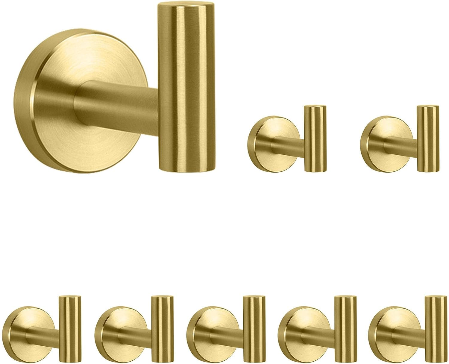 Nearmoon Bath Towel Hooks- SUS 304 Stainless Steel Robe Hook Holder, Heavy Duty Coat Hook for Bathroom Livingroom Hotel Kitchen Garage, Wall Mounted- 4 Pack (Brushed Nickel)