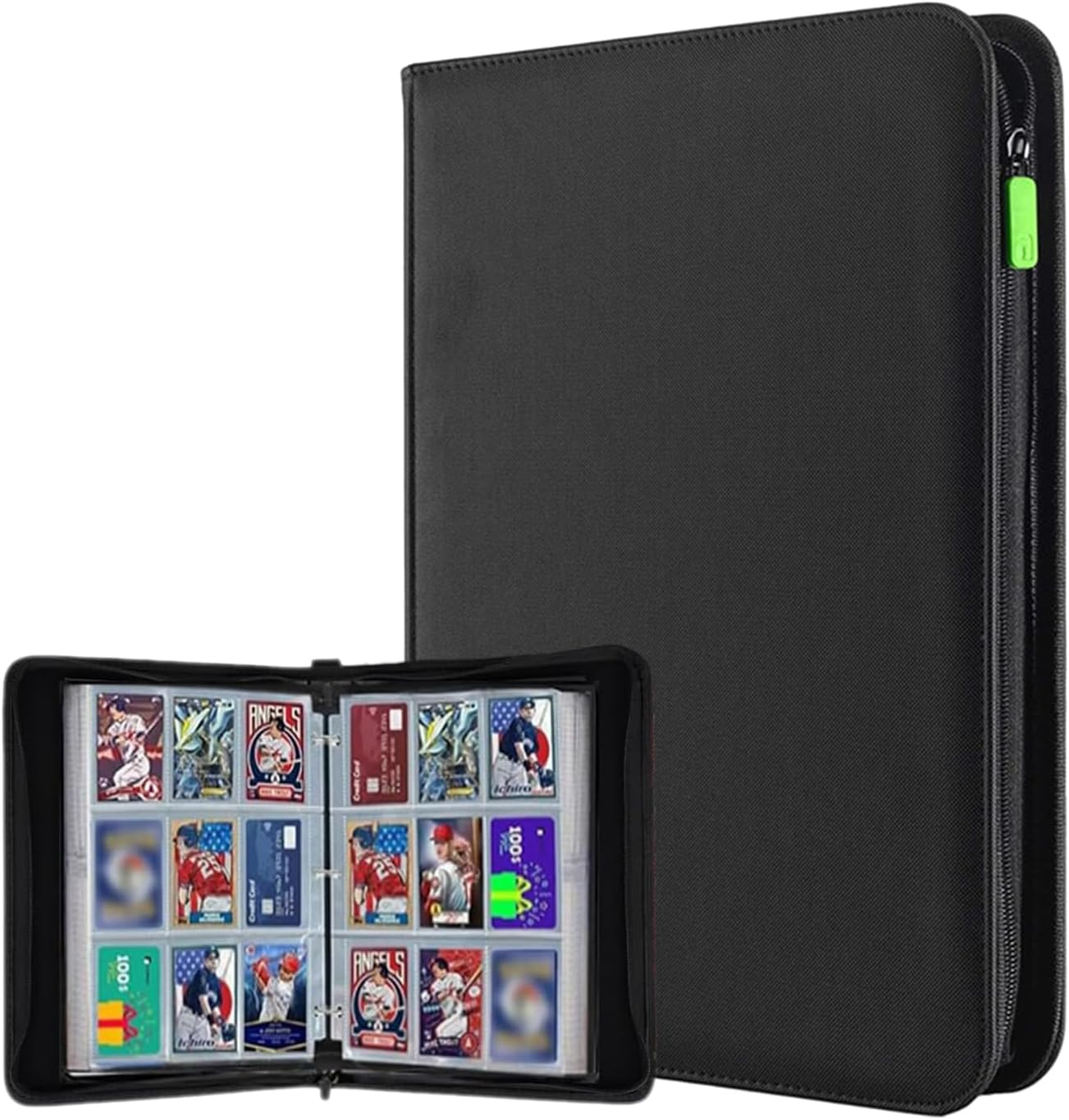 Trading Card Binder with 50 Detachable Sleeves for 900 Cards, 9 Pocket Card Holders for Baseball Cards, Yugioh, MTG, TCG, Sports Cards, Game Cards, Photocards, Trading Cards(Green)