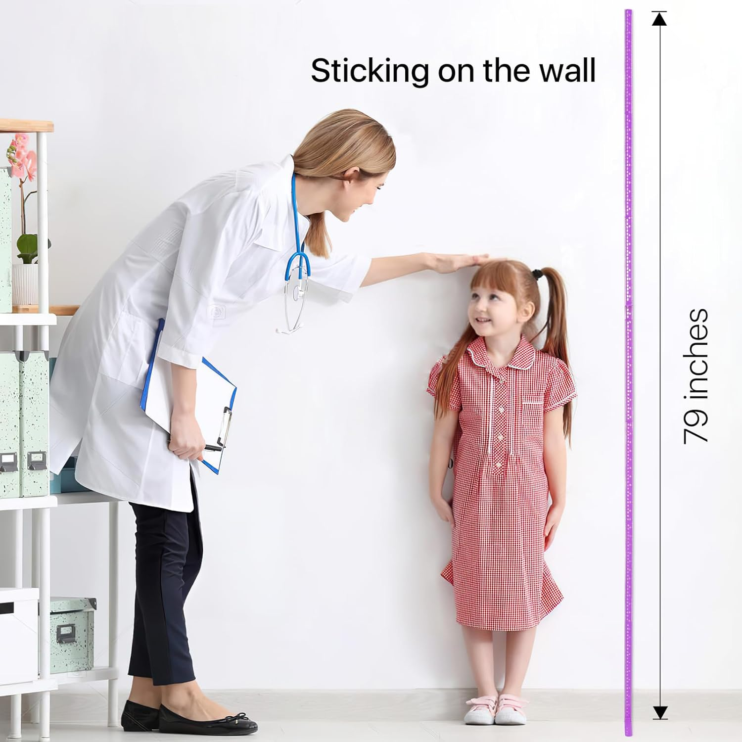Growth Chart for Wall, Children Height Measurement,3D Removable Growth Height Chart,Splicing Height Ruler for Kids Baby Nursery 79 Inch (Purple) - Yellow image number 3