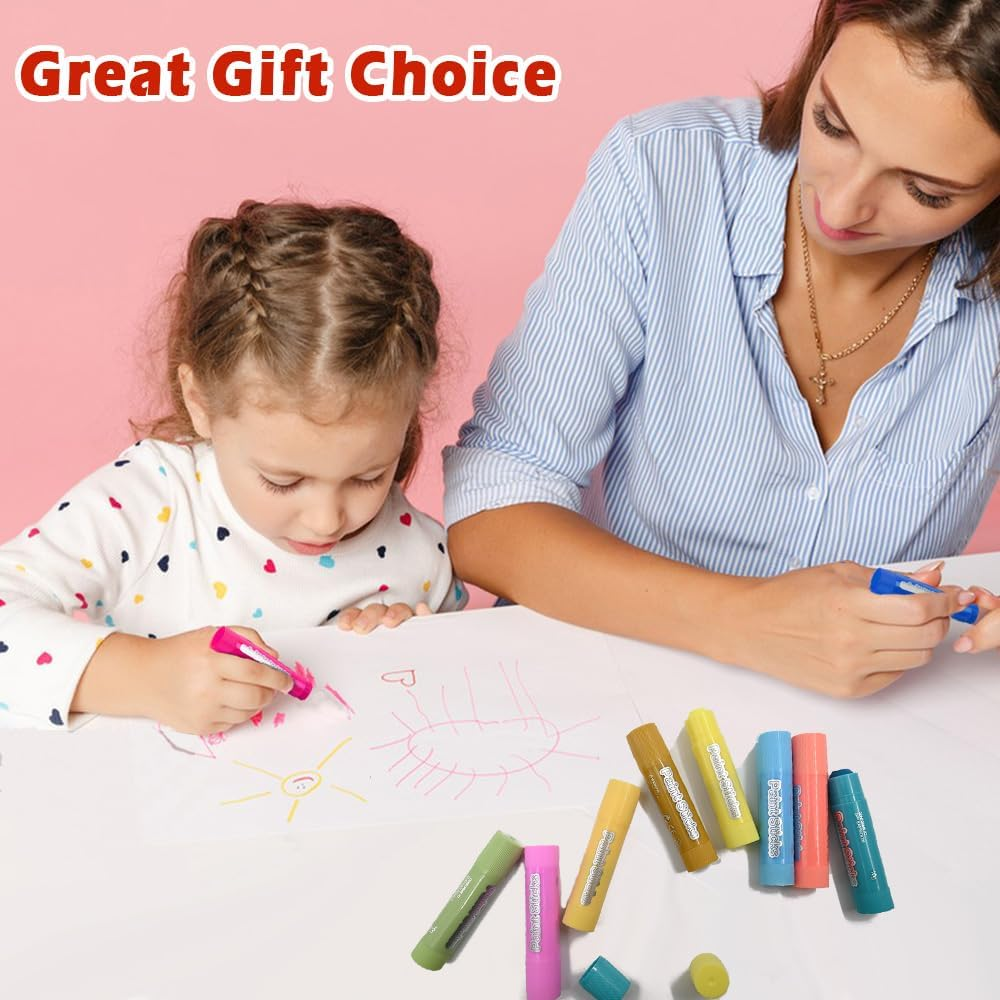 24 Colors Tempera Paint Sticks, Washable Paint Sticks for Kids, Quick Drying and No Mess Crayons for Arts Supplies, Paint Crayons for Kids, Suitable for Paper Wood Canvas Stone image number 2