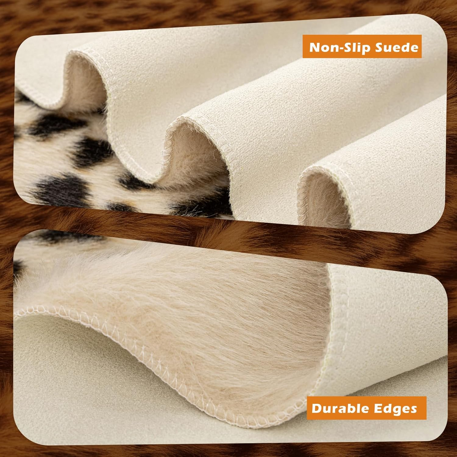 Leopard Print Rug, Faux Cowhide Cheetah Skin Rug Animal Printed Area Rug Carpet for Home Office, Livingroom, Bedroom - Leopard Print - 6.8 X 5.2 Ft image number 7