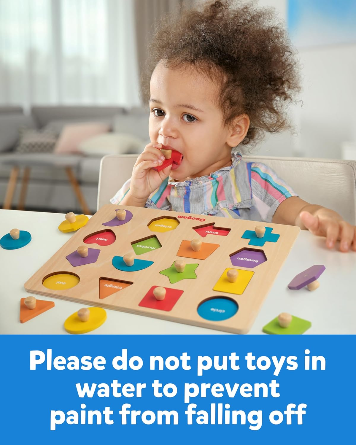 Coogam Montessori Toy Wooden Shape Peg Puzzle, Fine Motor Color Matching Sorting Board, Early Learning Educational Activity Toy Preschool Toddler Baby 3 4 5 Year Old image number 2