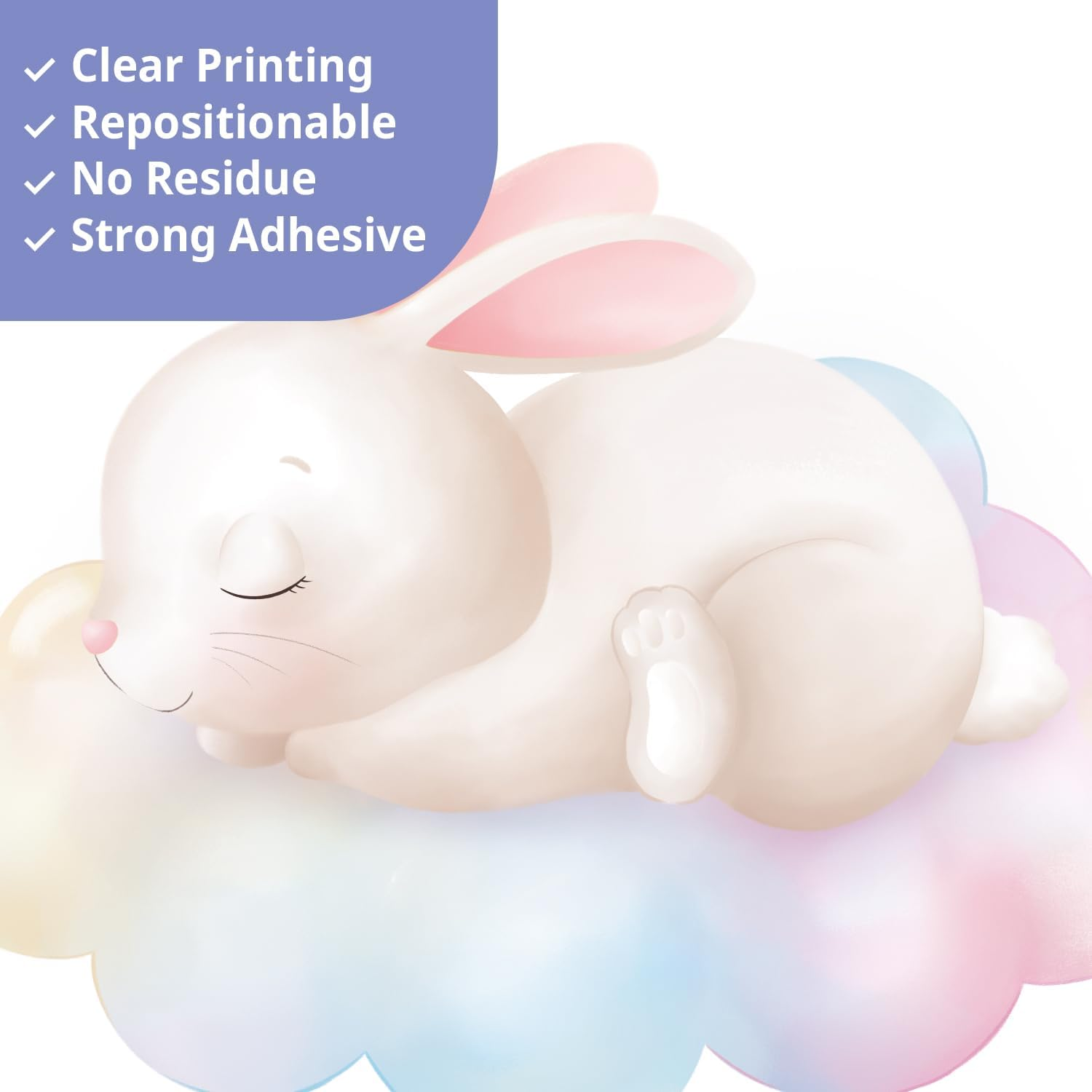 DECOWALL SG2-2313 Rainbow Moon Clouds and Rabbits Wall Stickers Decals Kids Dream Bedroom Star Room Nursery Girls Baby Decorations Girly Balloon Living Playroom image number 3