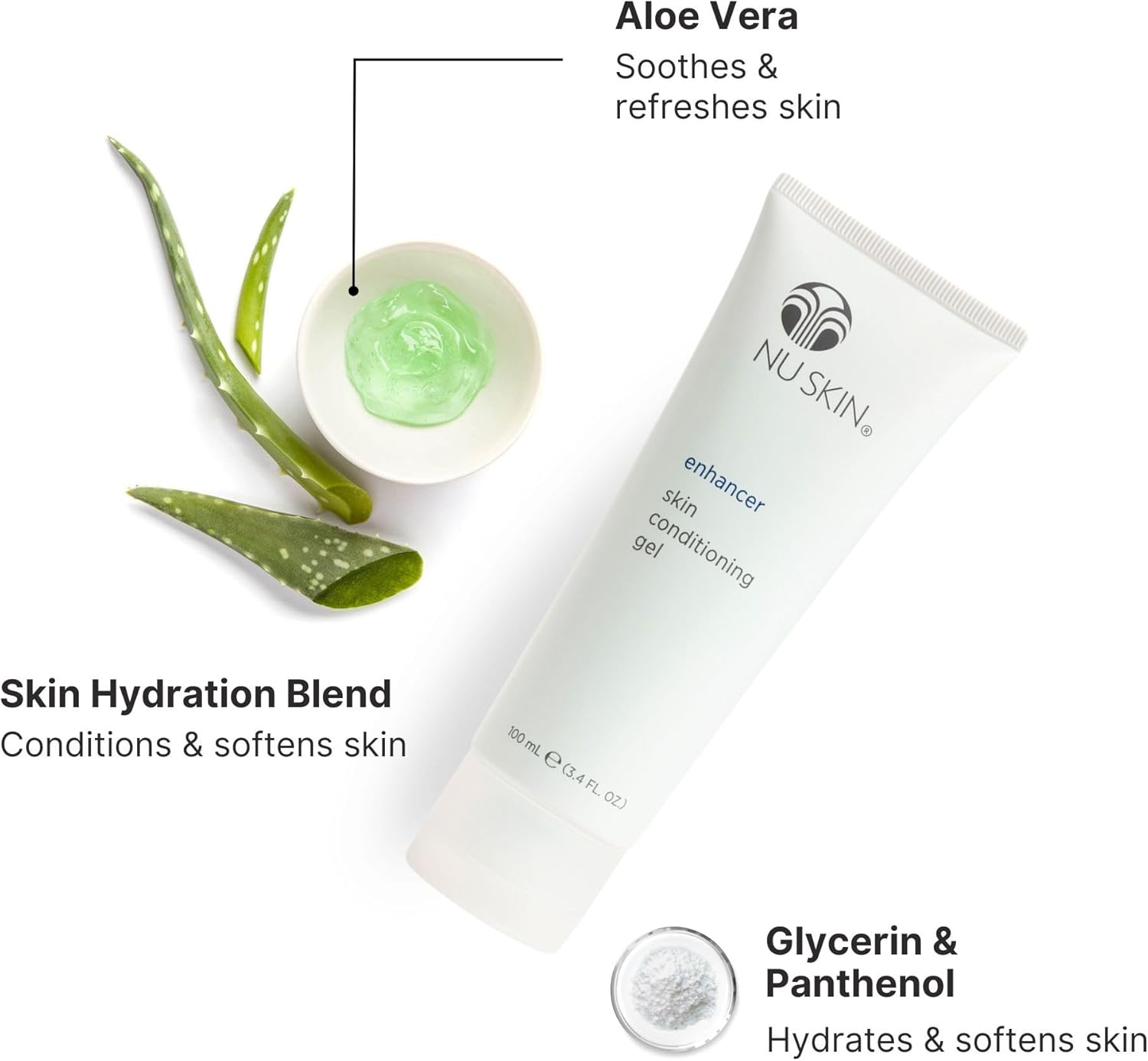 Nu Skin Enhancer Skin Conditioning Gel | Aloe Vera-Infused Soothing Formula for Ultimate Skin Comfort, Hydration, and Versatility in Skincare Routines | Lightweight Moisturizer | 100 Ml | 1 Pack image number 2
