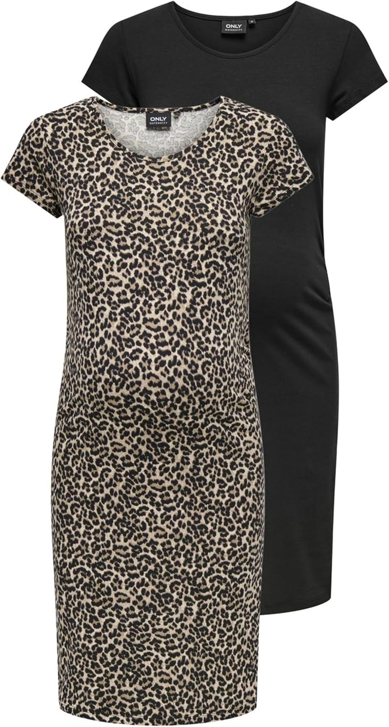 ONLY MATERNITY Women'S Olmlovely Life S/S Dress 2-Pck Noos (Pack of 2), Black image number 2