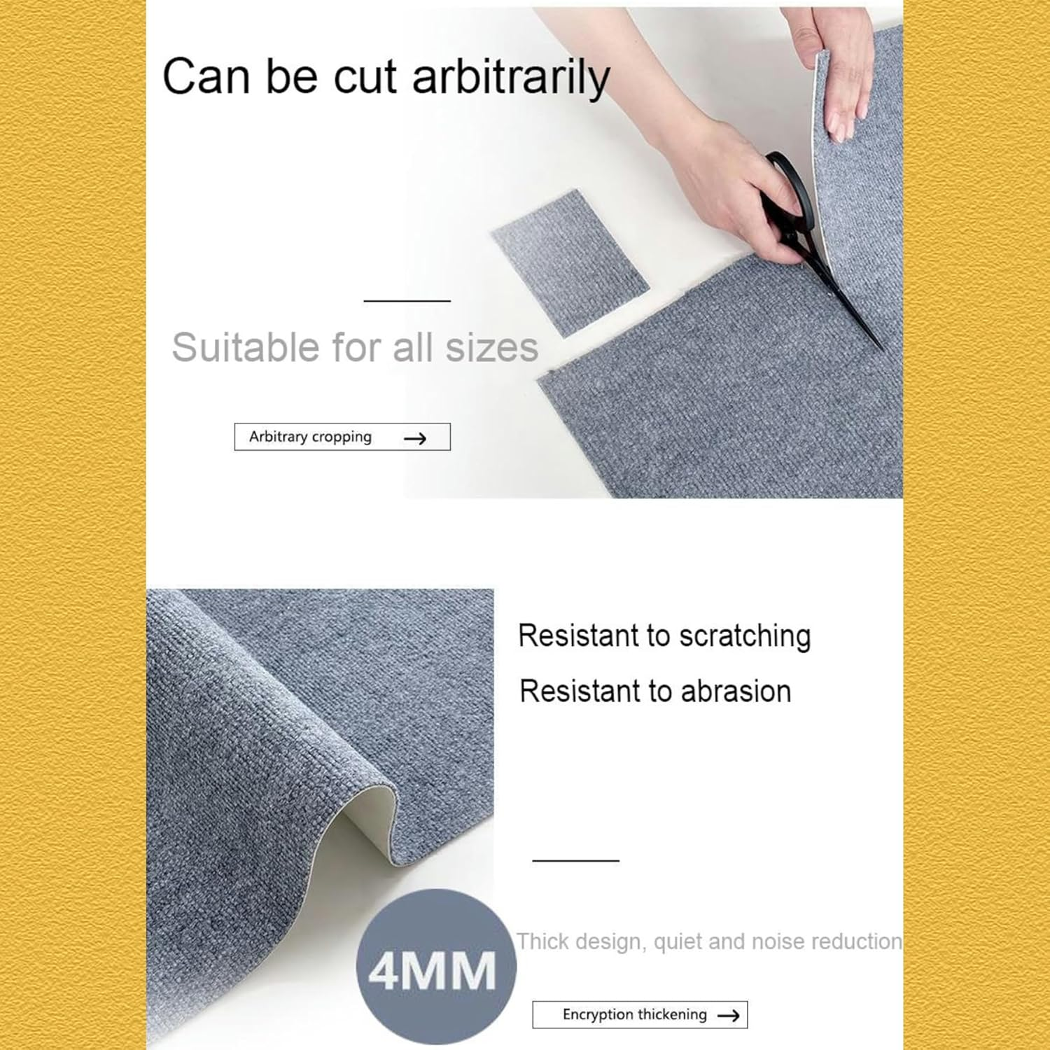 Self-Adhesive Scratching Mat Cats, Scratching Boards Cat Wall, Adjustable. Ideal for Scratching Carpet Cats, Cat Scratching Boards, Scratching Wall (Light Grey, 50 X 100 Cm) image number 3