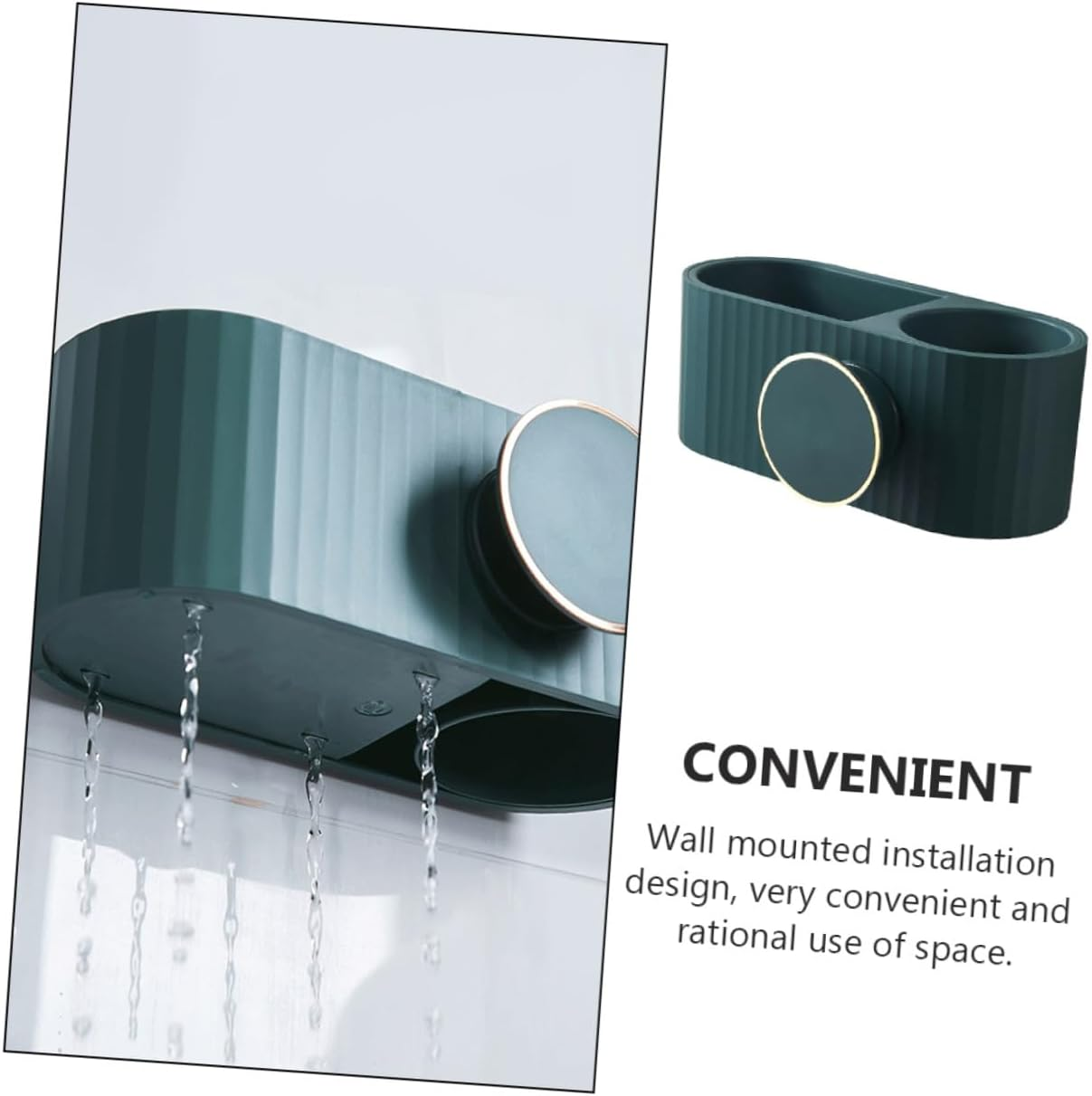 WRITWAA Wall Mounted Hair Dryer Storage Rack Bathroom Organizer Space Saving Holder in Peacock Green for Hairdryer and Accessories Practical Bathroom Supply image number 6