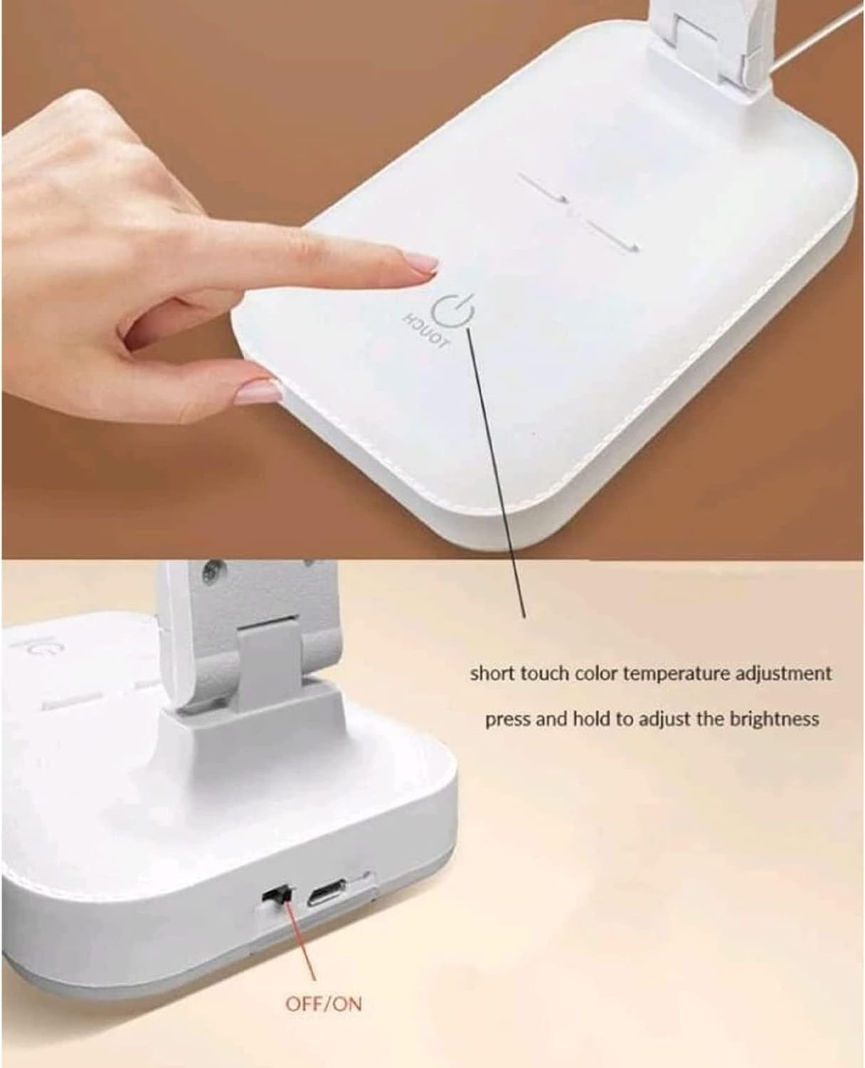 LED Desk Lamp Dimmable Desk Light Reading Lamp 3 Lighting Modes, White USB Rechargeable Reading Light Study Desk Lamp Suitable for Home Office image number 5