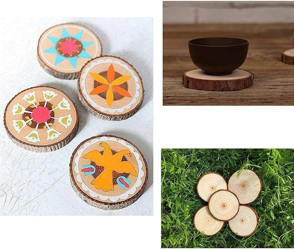 Unfinished Natural with Tree Bark Wood Slices 10 Pcs 4.2-4.7 Inch Disc Coasters Wood Coaster Pieces Craft Wood Kit Circles Crafts Christmas Ornaments DIY Crafts with Bark for Crafts Rustic Wedding image number 1
