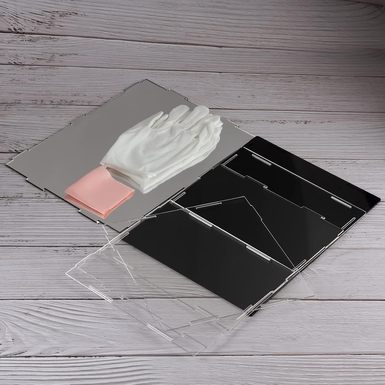 CECOLIC Acrylic Display Case Clear Display Box with Mirror Countertop Cube for Collectibles, Action Figures, Miniature Figurines Dustproof Protection Storage & Organizing (Black, 5.9X5.9X9.8In) image number 3