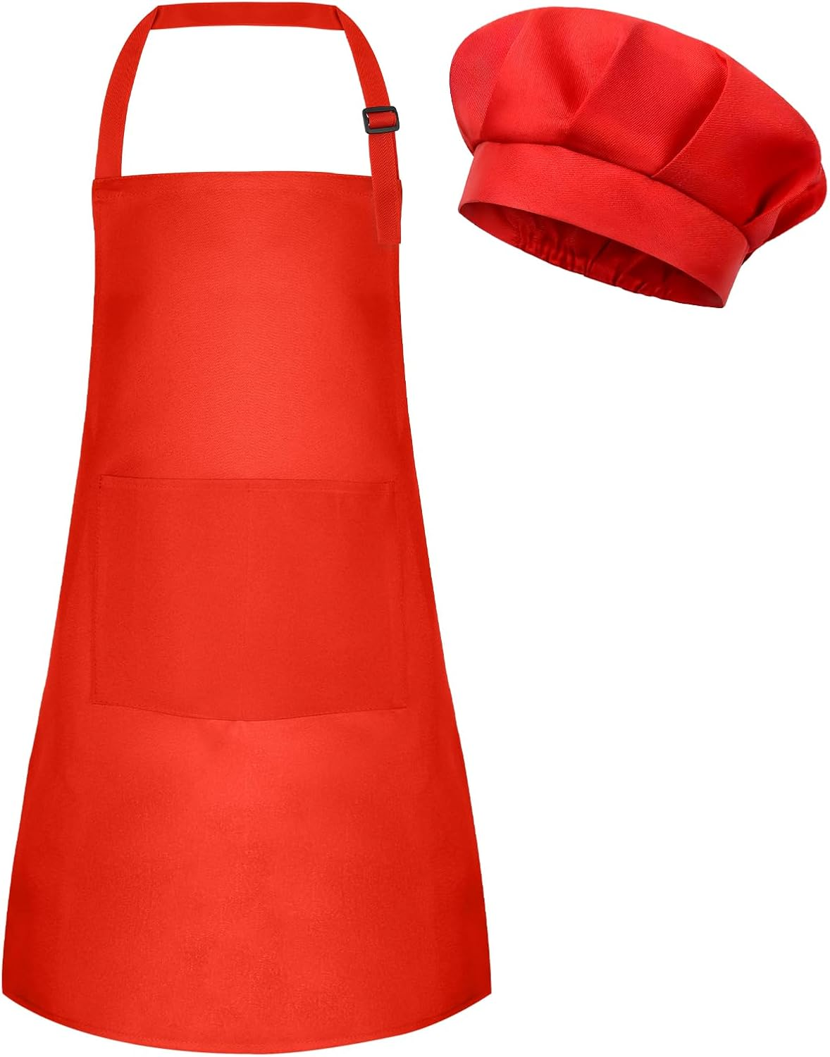 Kids Apron and Chef Hat Set Adjustable Chef Art Apron with 2 Pockets Toddler Chef Hat and Apron for Cooking Painting, M-Green, Small