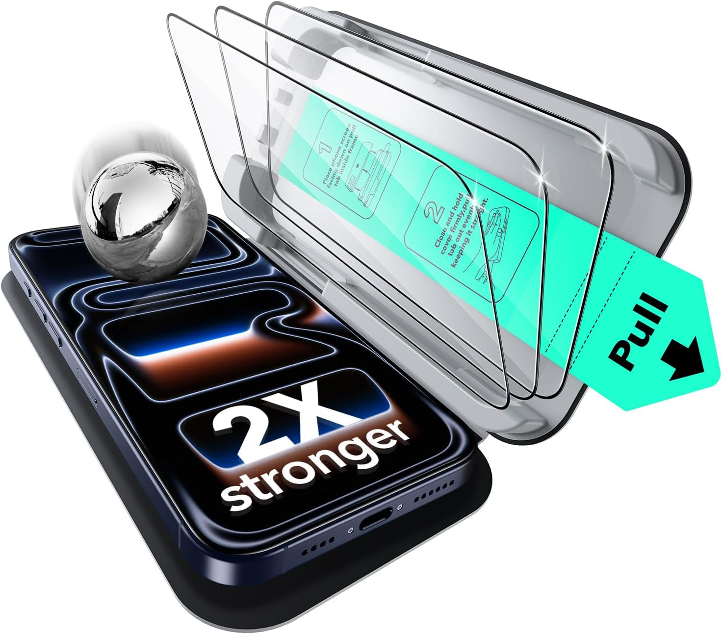 ESR 3 Pack for Iphone 17 Pro Max Screen Protectors Tempered Glass, High Clarity, 9H Hardness Scratch Resistant, Full Coverage, Military-Grade, Shatterproof, Screen Guard with Ultra Fit Tray image number 3