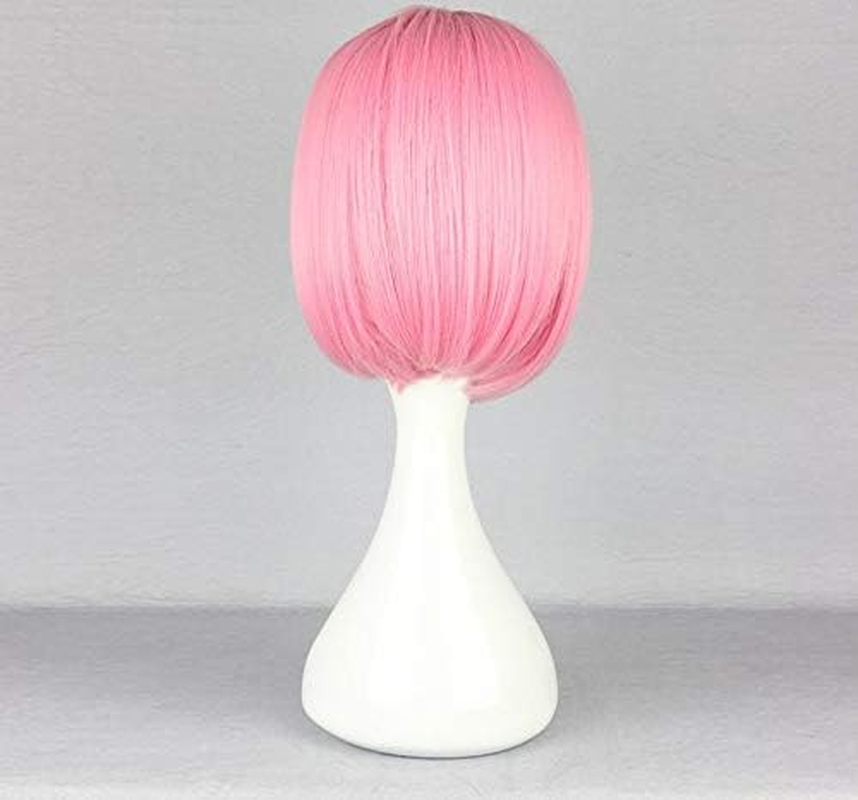 Womens Short 30Cm Straight Synthetic BOB Wigs W Side Bangs Cosplay Costume Party, Red image number 4