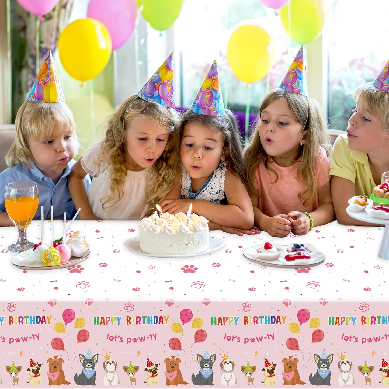 3 Pack Dog Birthday Party Decorations Pet Dog Tablecloths Puppy Table Covers Pink Dog Party Supplies Paw Print Table Decor for Girls Kids Lets Pawty Birthday Baby Shower Party Favor 54 X 108 Inch image number 1