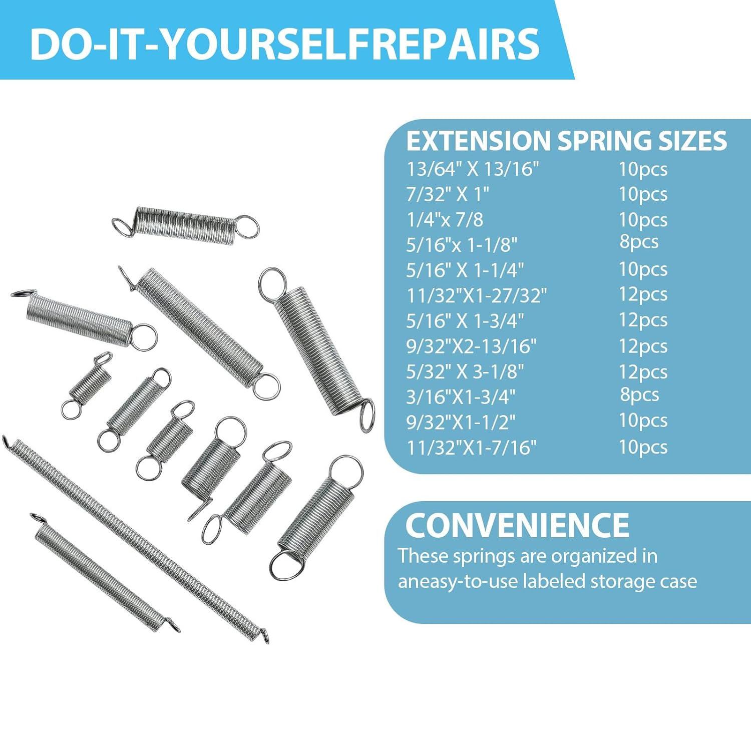 Compression & Extension Spring, Compression Springs Assortment, Stainless Steel Springs, Spring Assortment for Shop and Home Repairs (20 Different Sizes, 200Pcs) image number 2
