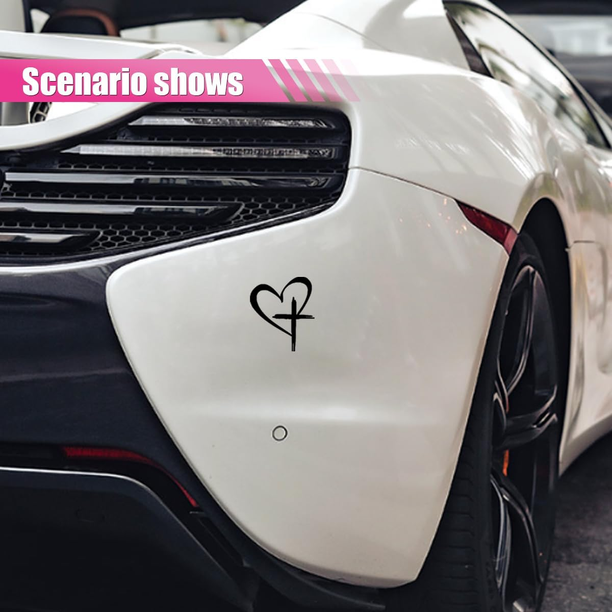 Love Cross Sticker Decal, Love Heart Cross Stickers, Decal Vinyl Sticker for Notebook, Car, Laptop, Window 8.7''&times;6'' (Black Small) image number 3