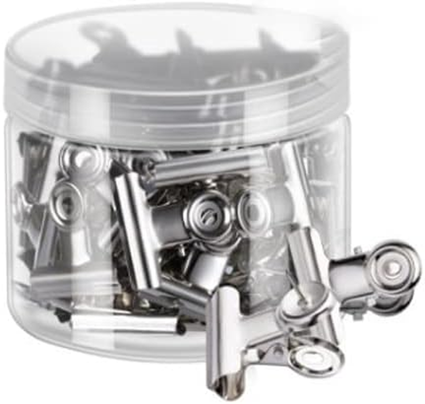 Push Pin Clips, 40 Pcs Metal Bulldog Clips with Thumb Tacks for Using on Cork Boards Bulletin Boards and Photo Walls, Home School and Office (Silver)