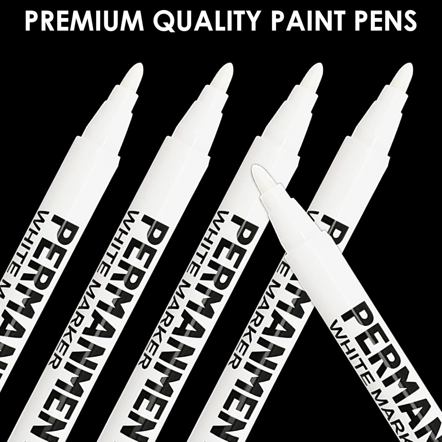 12 Pcs White Permanent Marker Pen, Acrylic Gel Painting Pen for Glass Stone Rock Ceramic Wood Tire Fabric Metal Carton Mobile Phone Case, Water Based Waterproof Quick-Drying Strong-Coverage Highlight image number 5