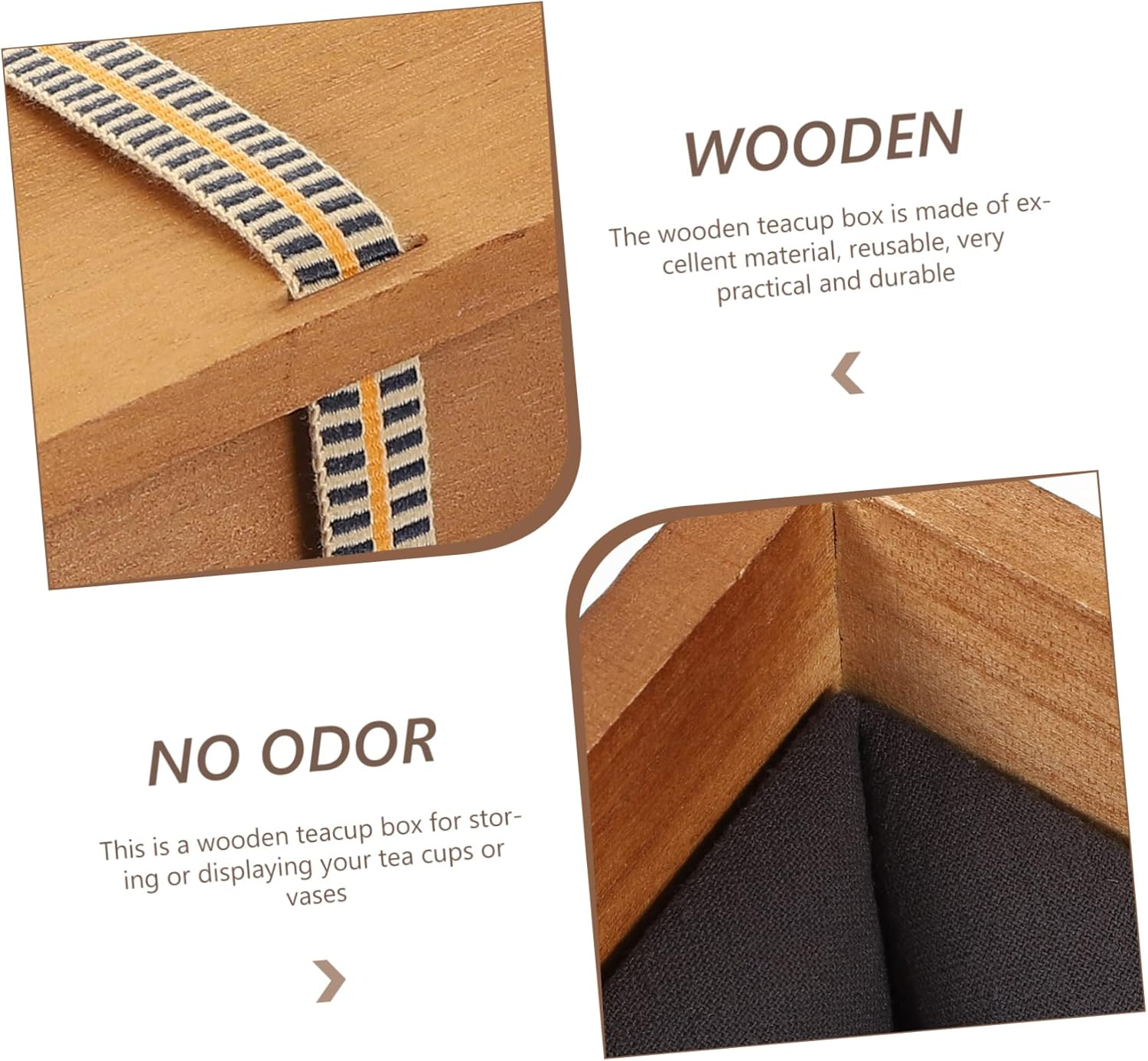 Vintage Style Ceramic Teacup and Vase Wooden Storage Box Lid Packaging Wooden Keepsake Box for Home Sundries and Decorative Display image number 1