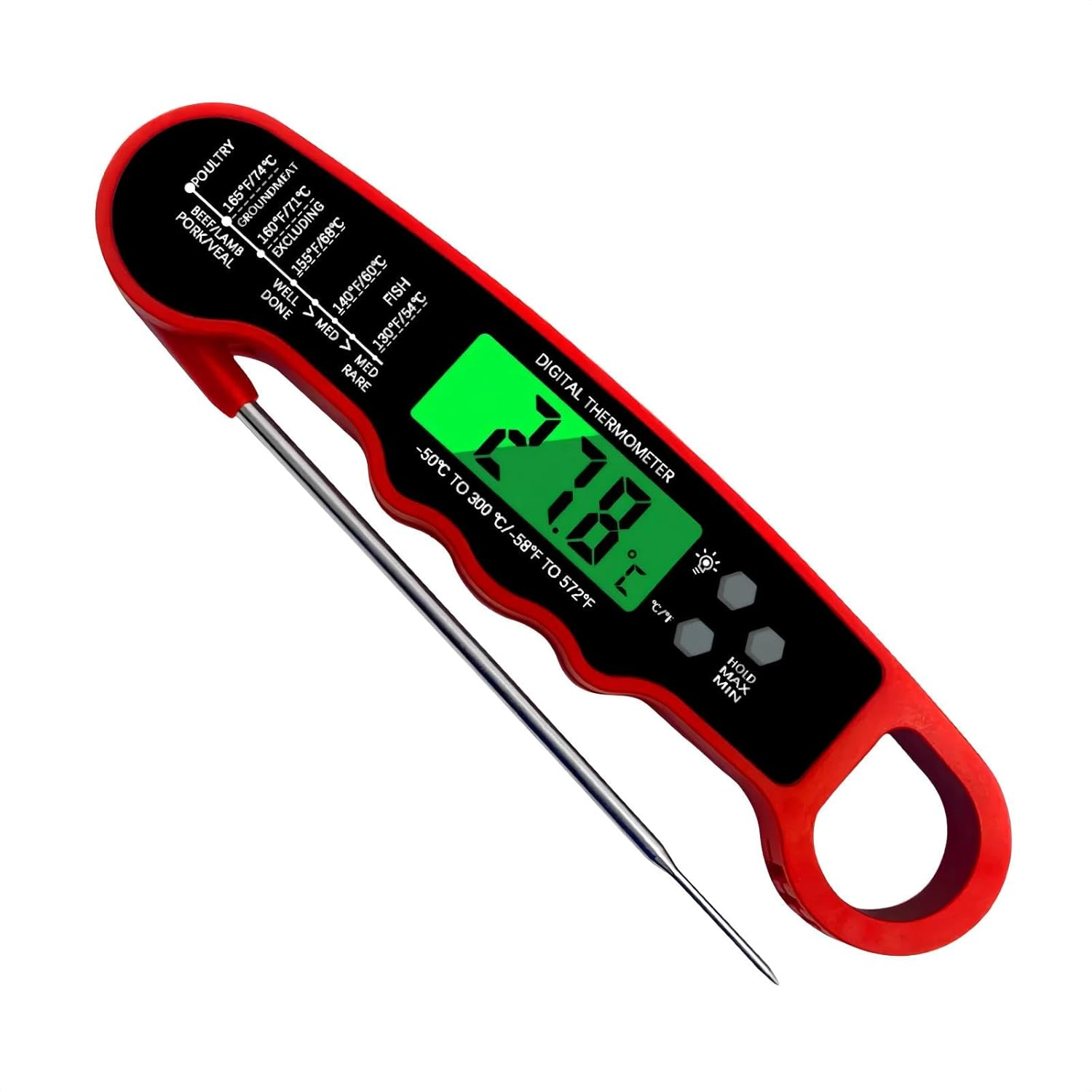 Digital Meat Thermometer, Waterproof Kitchen Thermometer with Backlight and Hold, Fast Instant Read Food Thermometer for Cooking, Candy Making, outside Grill, Stocking Stuffers image number 1