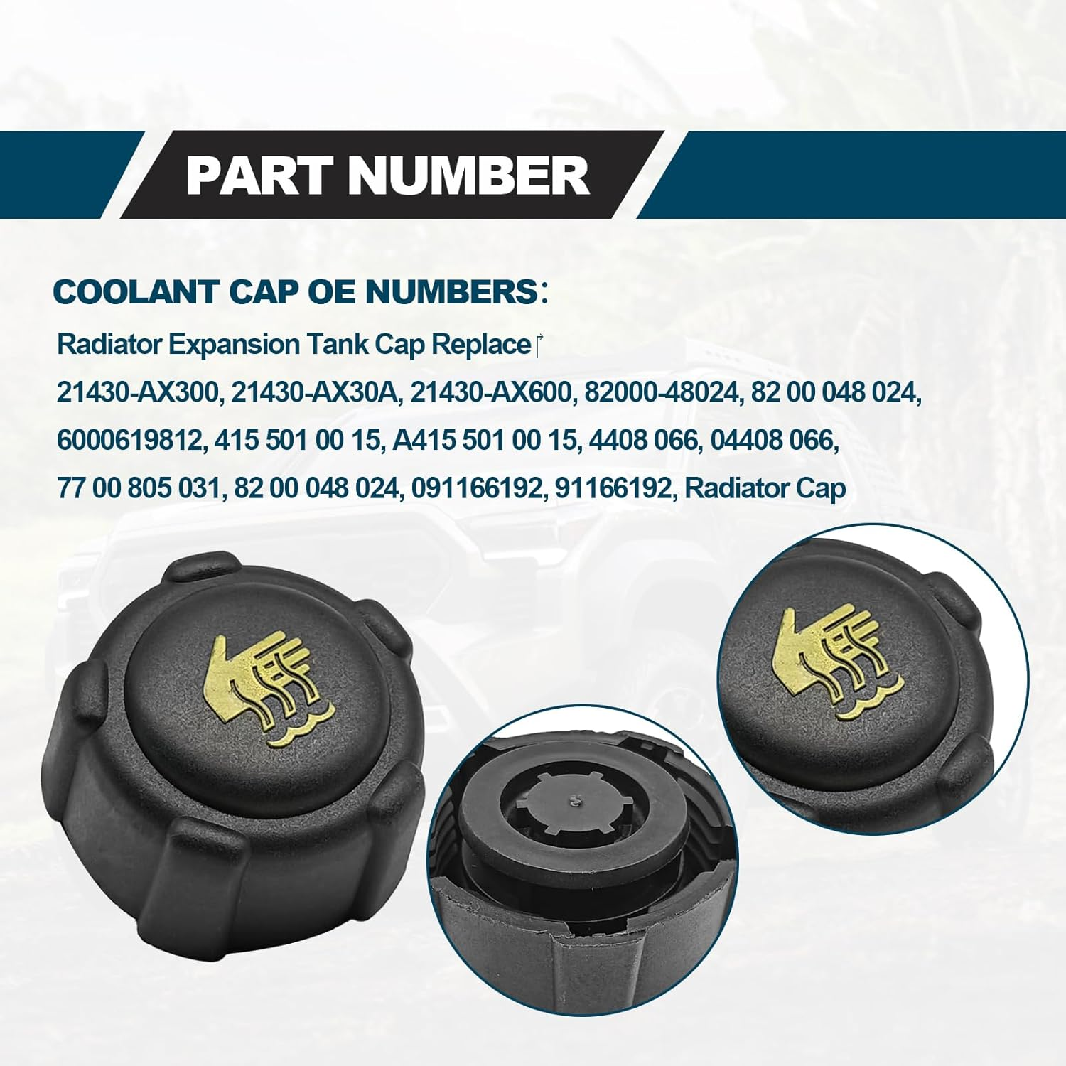 Car Radiator Coolant Reservoir Tank Cap Replacement Compatible with Nissan Dacia Fiat Mercedes-Benz Opel Rena Renault Vauxhall, Replace# 21430-AX30A 8200048024 image number 1